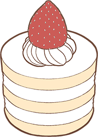 丸いショートケーキのイラスト